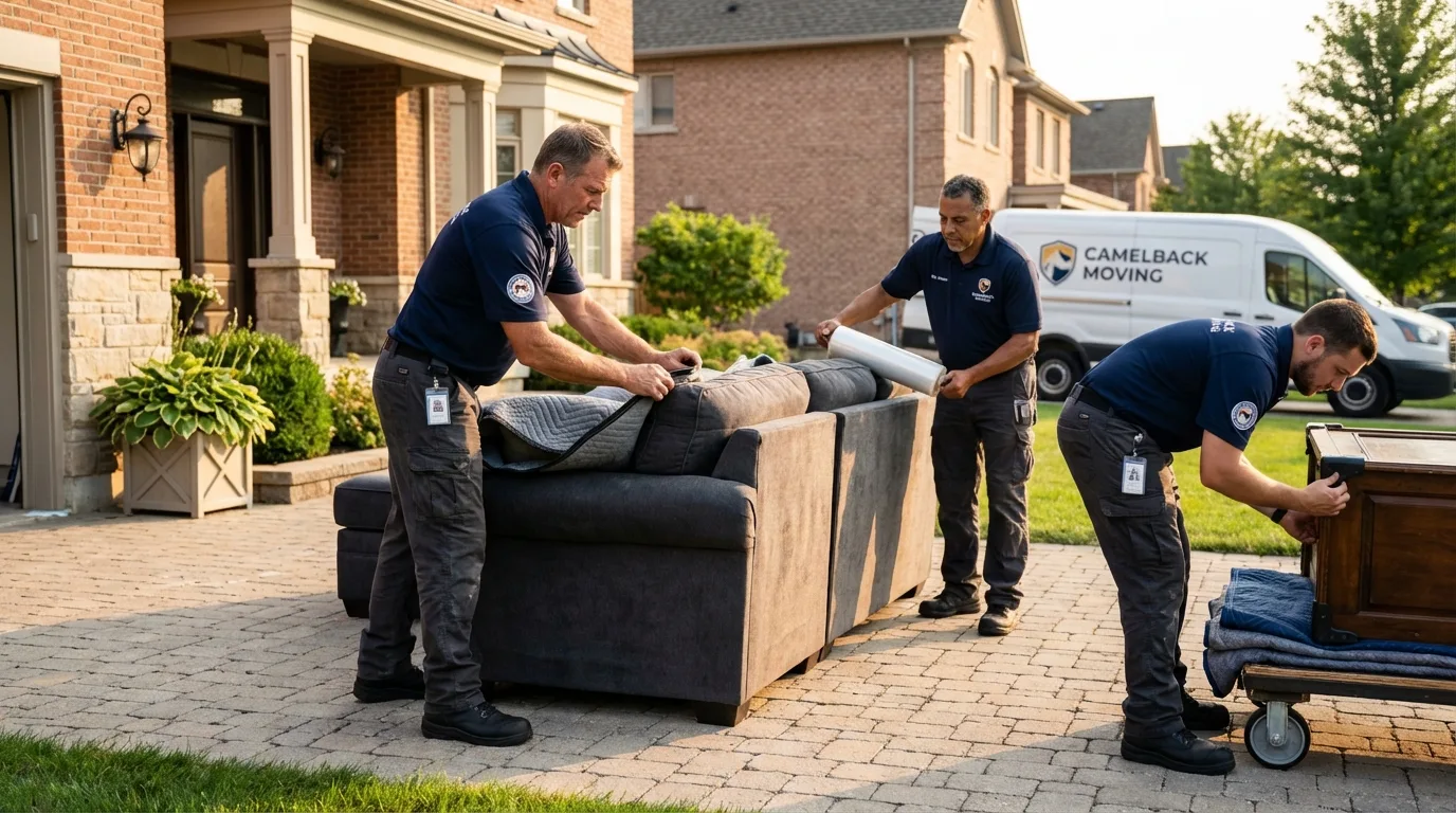 Large estate moving crew wrapping furniture in Yorktown, VA