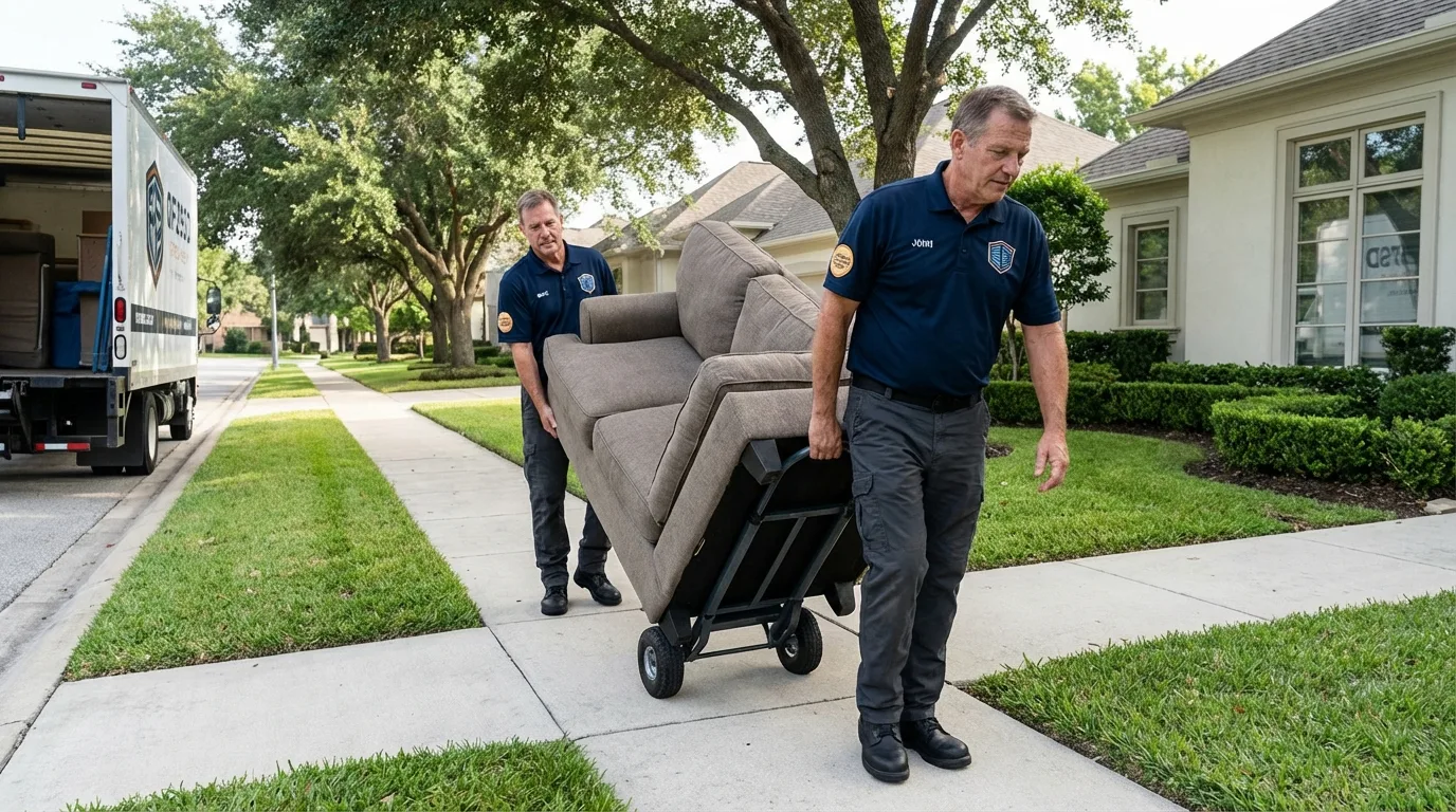 Local residential moving crew loading furniture in Yorktown, VA